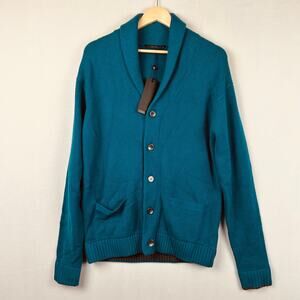 Greyson Ottawa Shawl Collar Cardigan Sweater Wool/Cashmere Orca Blue Mens Size M